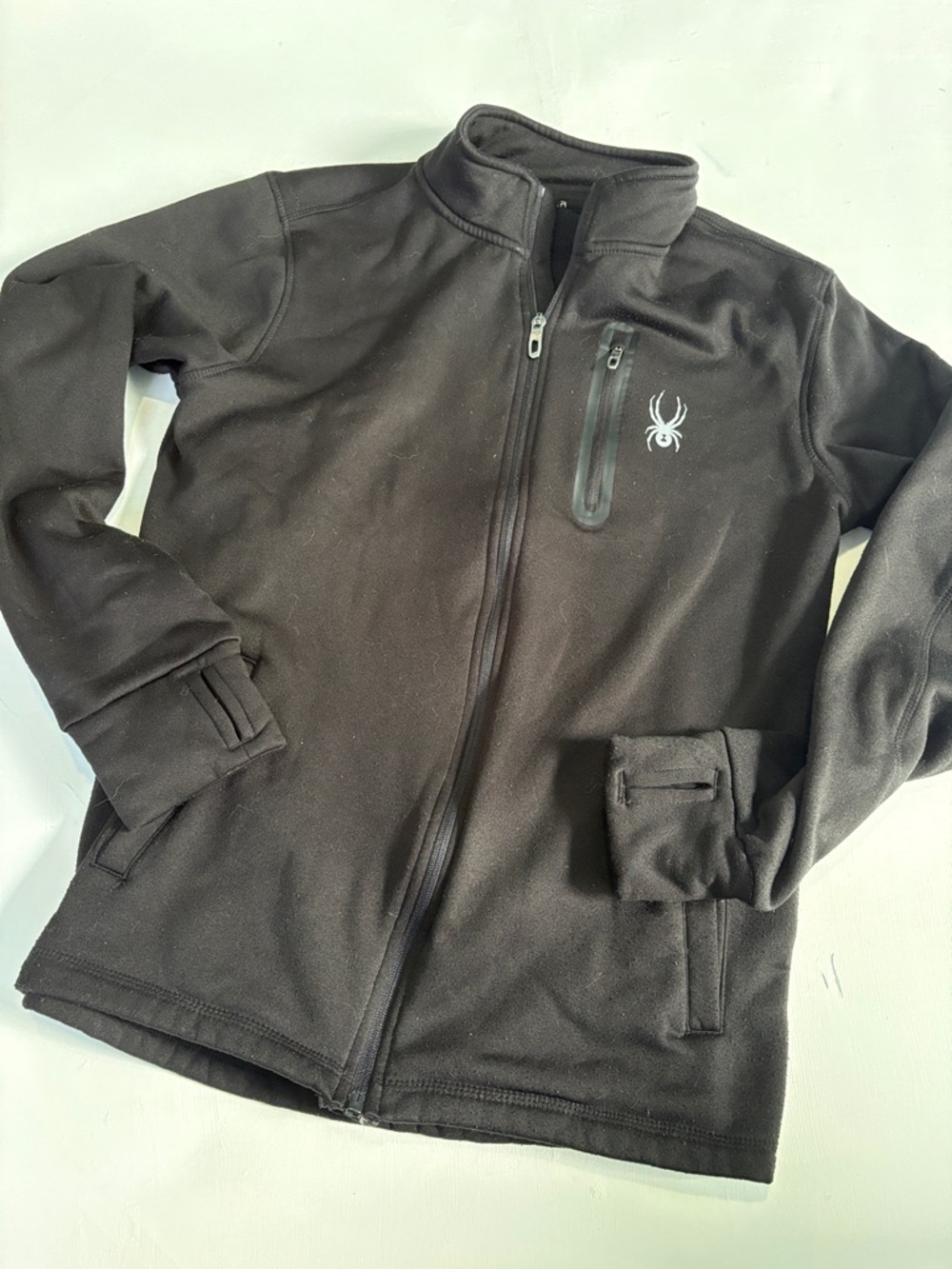 Men’s Spyder Black Full-Zip Fleece Jacket with Chest Zip Pocket Medium